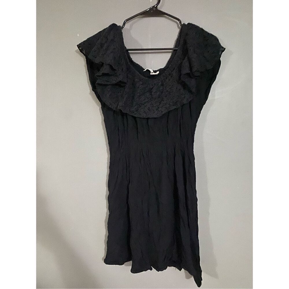Kaktus Black Off The Shoulder Lace Ruffle Dress Size Medium